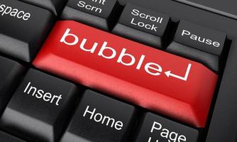 bubble word on red keyboard button photo