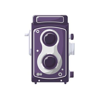 Vintage Camera Flat Illustration. Clean Icon Design Element on Isolated White Background