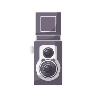 Vintage Camera Flat Illustration. Clean Icon Design Element on Isolated White Background