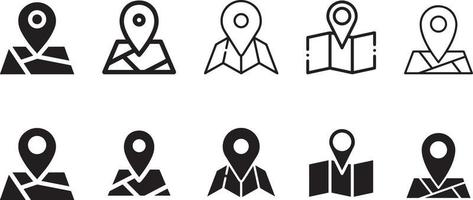 map location icon. Set of outline map symbols vector