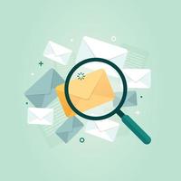 Find hidden mail with magnifying glass vector illustration