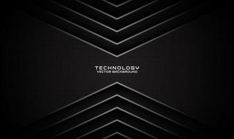 3D black technology abstract background overlap layer on dark space with silver arrow stripe effect decoration. Graphic design element future style concept for flyer, brochure cover, or landing page vector