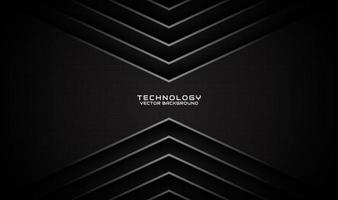 3D black technology abstract background overlap layer on dark space with silver arrow stripe effect decoration. Graphic design element future style concept for flyer, brochure cover, or landing page vector