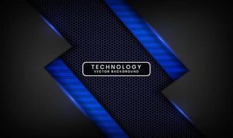 3D black technology abstract background, overlap layer on dark space with blue light line effect decoration. Graphic design element future style concept for flyer, cover, brochure, or landing page vector