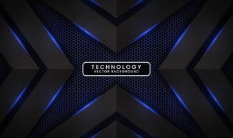 3D black technology abstract background, overlap layer on dark space with blue light line effect decoration. Graphic design element future style concept for flyer, cover, brochure, or landing page vector