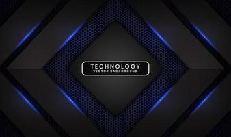 3D black technology abstract background, overlap layer on dark space with blue light line effect decoration. Graphic design element future style concept for flyer, cover, brochure, or landing page vector