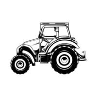 Tractor Line Art Black and White vector