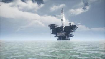 Large Pacific Ocean offshore oil rig drilling platform video