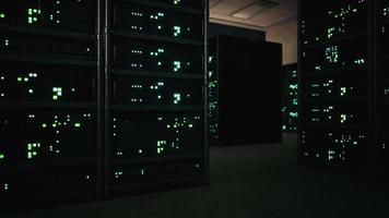 modern server room with supercomputers light video