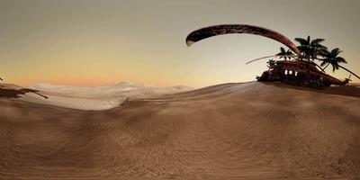 vr360 vieil hélicoptère militaire rouillé dans le désert au coucher du soleil video