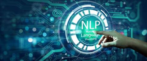 concepto de tecnología de computación cognitiva de procesamiento de lenguaje natural nlp. foto