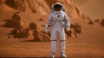 Astronaut on Mars Surface. Red Planet Covered in Gas and rock video