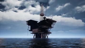 Large Pacific Ocean offshore oil rig drilling platform video