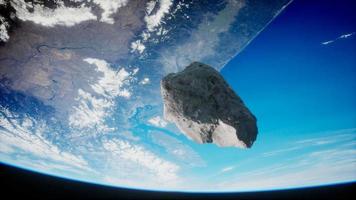 asteróide perigoso se aproximando do planeta terra
