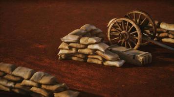 gun behind sandbags during the U.S. Civil War video