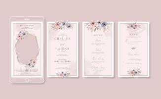 Elegant wedding social media stories collection vector