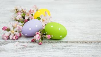 Easter eggs with blossom photo