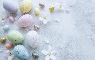 Colorful Easter eggs on concrete background