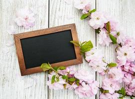 Sakura blossom with blackboard photo