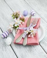 easter table settings with fresh blossom photo