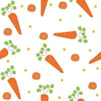 lindas zanahorias naranjas de patrones sin fisuras, ilustración vectorial. vector