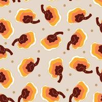 Hand drawing Reishi mushroom Ganoderma lucidum seamless pattern vector illustration.