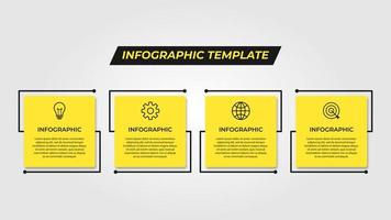 plantilla de diseño de etiquetas infográficas vectoriales con iconos y 4 opciones o pasos. se puede utilizar para diagramas de proceso, presentaciones, diseño de flujo de trabajo, banner, diagrama de flujo, gráfico de información. vector