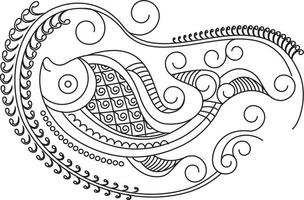 rangoli tradicional y cultural indio, alpona, kolam o paisley vector line art. arte de bengala india. para impresión textil, logo, papel pintado