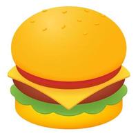 Big burger with tomato, cheese, patty and lettuce. Sandwich clipart. vector