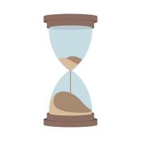 Hourglass with running sand, measuring the passing time to a deadline, vector illustration on a white background.