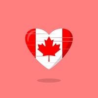 ilustración de amor en forma de bandera de canadá vector