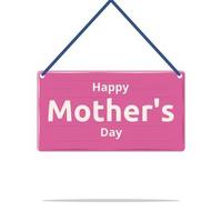 Mother's day title text. White font on wooden board. Mother's day concept vector