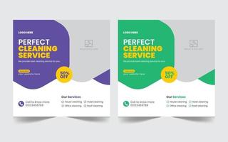 Cleaning service social media post or promotional web banner design template vector