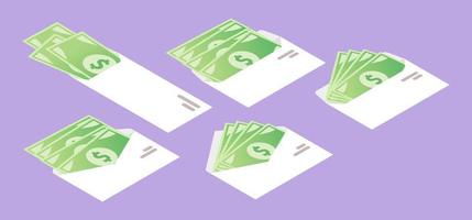 Money in Envelope Isometric Icon vector