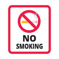 señal de no fumar. icono de signo prohibido aislado en la ilustración de vector de fondo blanco