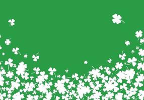 Shamrock or white clover leaves pattern background flat design vector illustration isolated on green background.