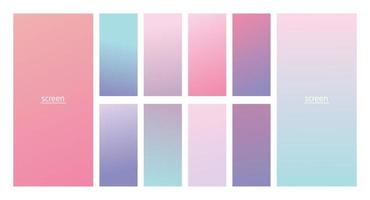 Pastel gradient smooth and vibrant soft color background set. vector