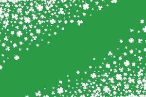 Shamrock or white clover leaves pattern background flat design vector illustration isolated on green background.