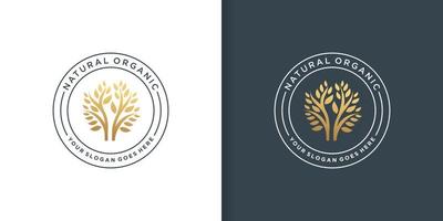 Natural organic logo template, unique, emblem, Premium Vector