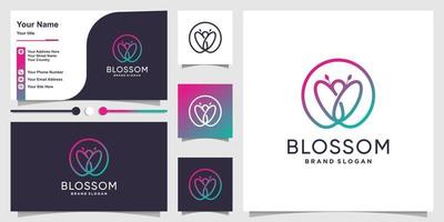 Blossom logo with modern gradient line art concept Premium Vector