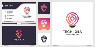 Tech idea logo with modern gradient line art style, technoogy, computer, Premium Vector