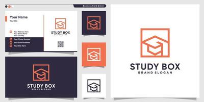 Study logo with box line art concept and business card design template Premium Vector