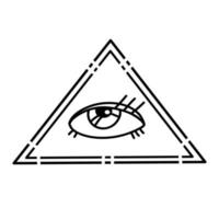 Eye of Providence. Masonic symbol. All-seeing eye inside a triangular pyramid. New world order. Sacred geometry, religion, spirituality, occultism. isolated vector illustration.Art line tattoo design