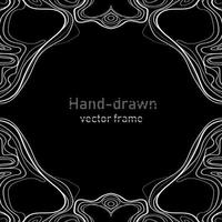 Hand drawing vector frame, in an outline modern style.Abstract flowing lines on a black background.Template, frame with abstract lines vector illustration