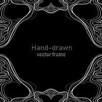 Hand drawing vector frame, in an outline modern style.Abstract flowing lines on a black background.Template, frame with abstract lines vector illustration