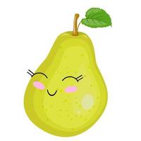 Funny cartoon cute ripe pear. Funny face vector. vector