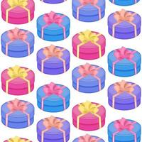 Endless repeating flat box christmas gift gift box present background pattern. vector