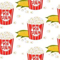 Cute kids pattern for girls and boys. Colorful pop corn on the abstract grunge background create a fun cartoon drawing. vector