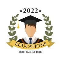 Graduate guy with a beard. Icon. Graduation flat illustration isolated for any web design. vector