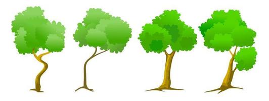 vector set tree isolated on white background